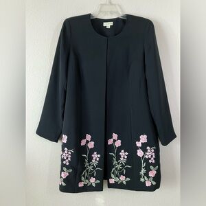 APPLESEED'S Black Embroidered Longline Topper Blazer Size 14 Wedding Evening